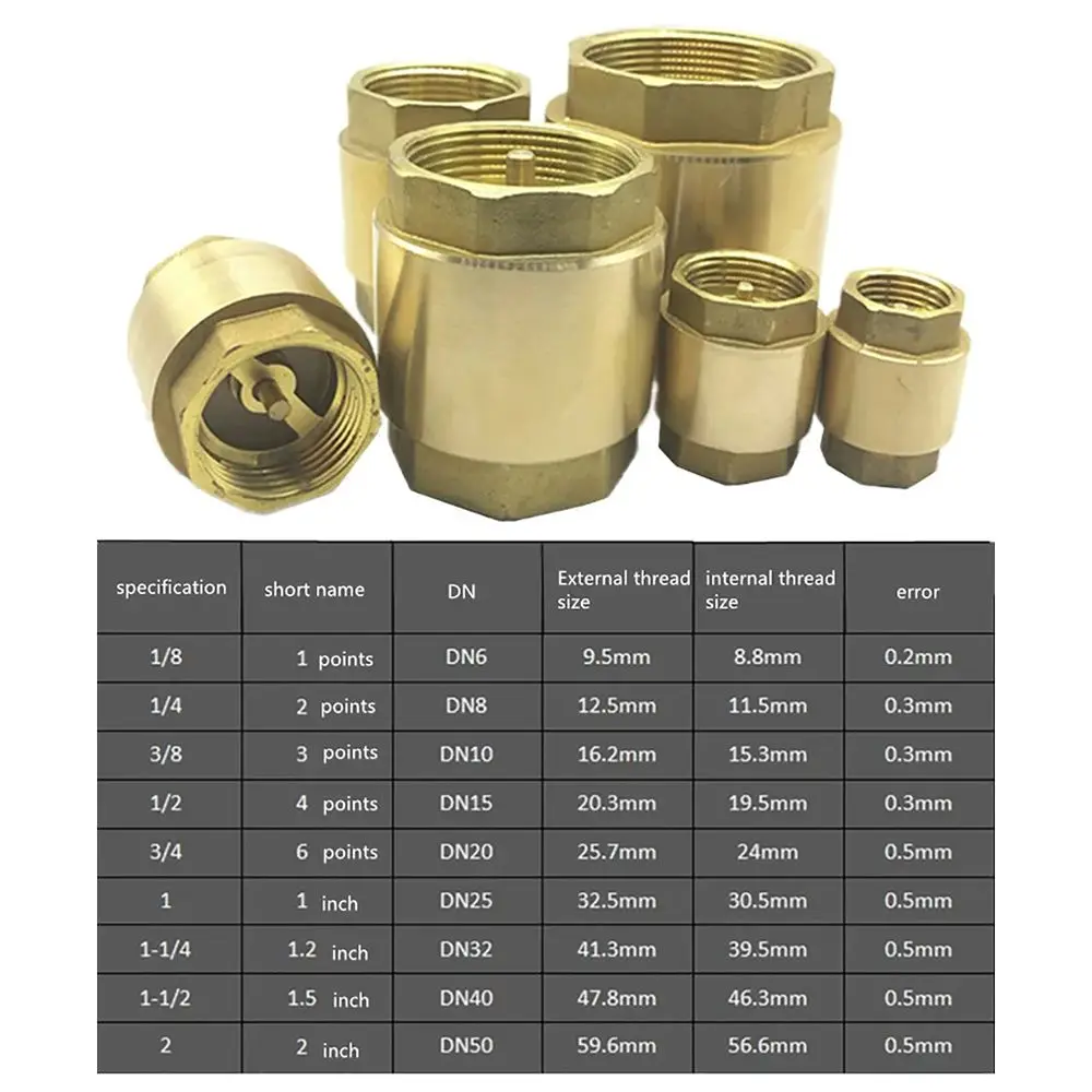 1Pcs Irrigation Aquarium System NPT Brass Check Valve Female Thread In-Line Spring One-Way Valve 1/2" 3/4" 1" 2" DN15 DN20 DN25