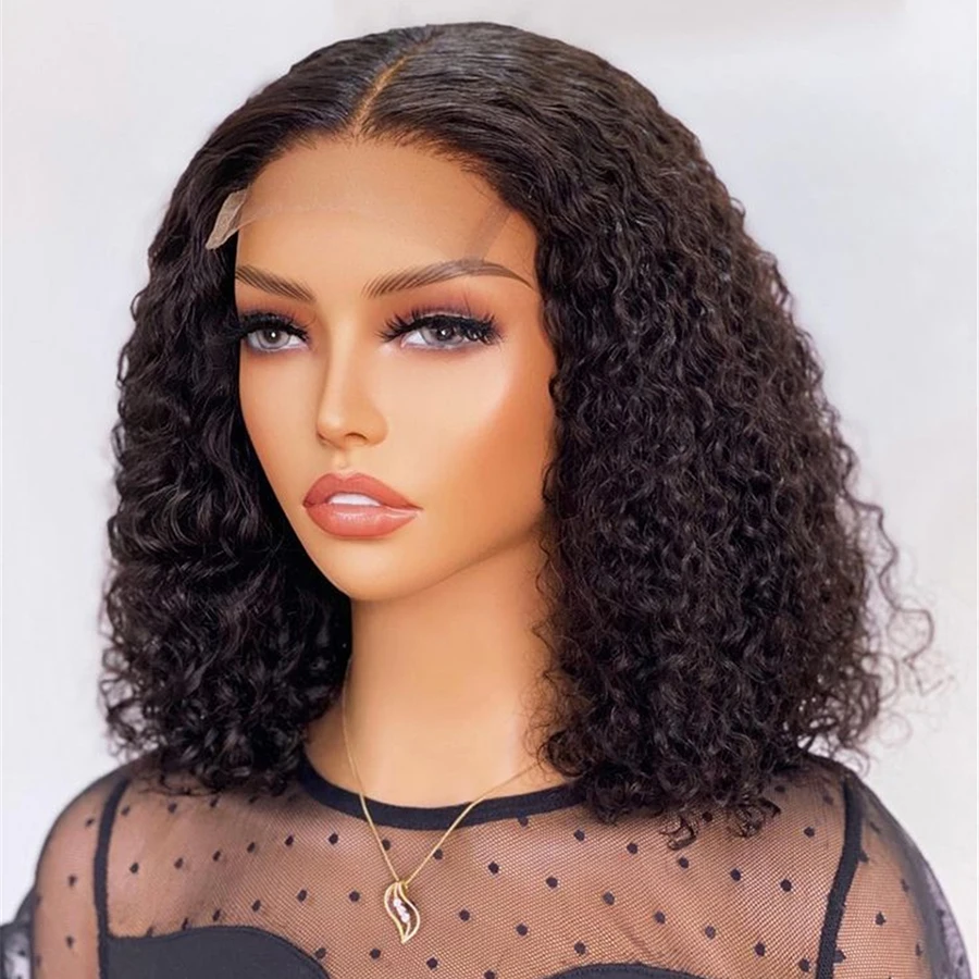 

Short Bob Deep Wave Curly Human Hair Wigs 4x4 Lace ClosureHuman Hair Wigs for Women Hd Transparent 1x4 Lace Frontal Wig