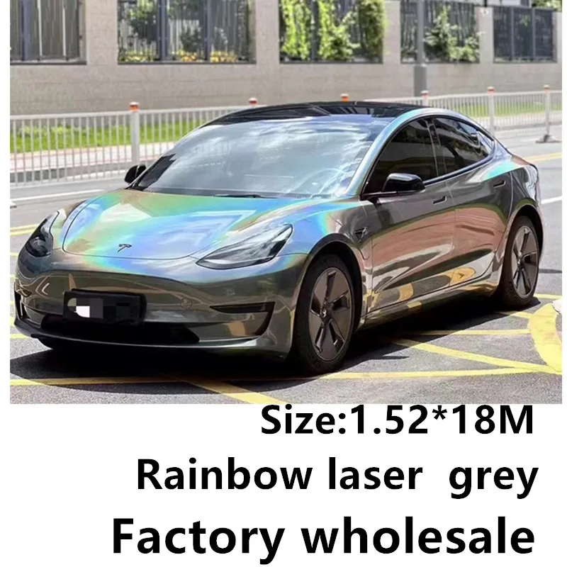 

1.52* 18 bright rainbow laser grey vinyl film automotive plastic wrap Automotive plastic wrap quality assurance