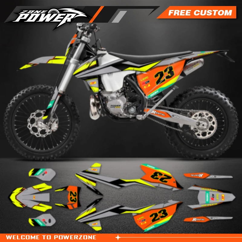 Powerzone Custom  Motorcycle Graphics Backgrounds Decal Stickers Kits for KTM SX SXF 2016-2018 EXC XCW 2017-2019 125-500cc 145