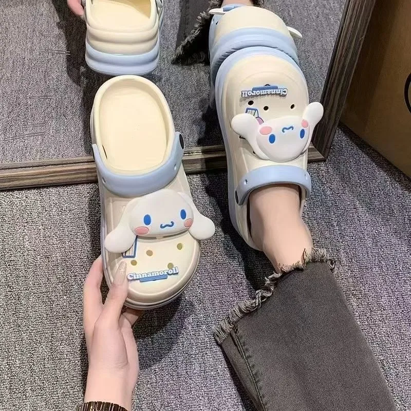 Sanrio My Melody Cave Sepatu Anak Perempuan Musim Panas Rumah Kartun Sandal Kawaii Anime Kuromi Cinnamoroll Aksesoris Pantai Baotou Sandal