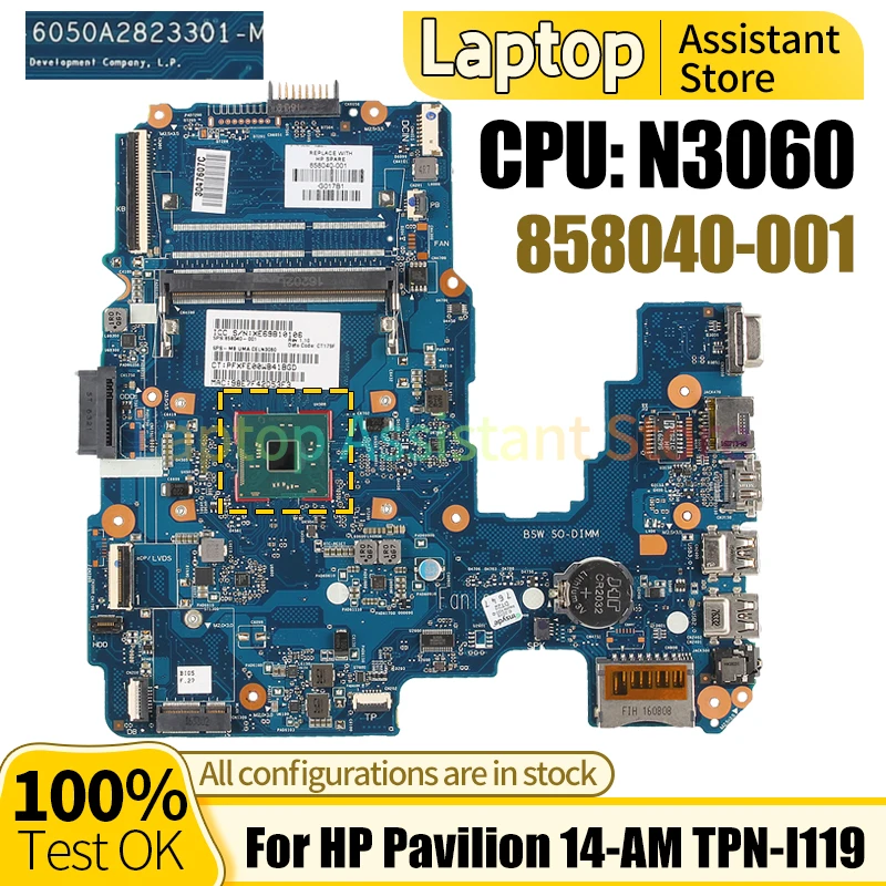 

Материнская плата для ноутбука HP Pavilion 14-AM 6050A2823301 858041-001 SR2KL N3710 100% протестированная материнская плата для ноутбука