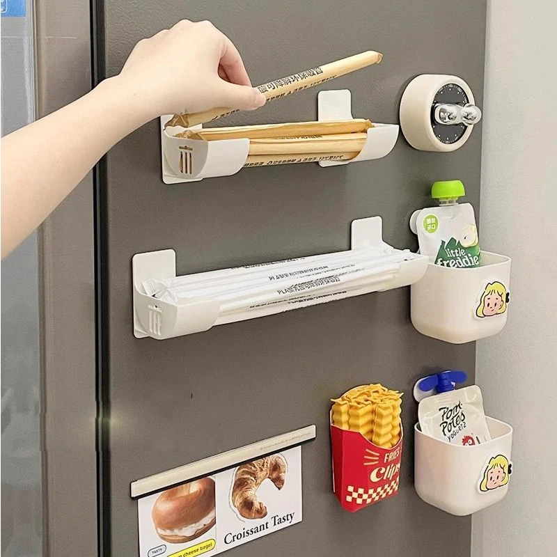 2/4pcs Wall Mounted Trash Bags Storage Rack Garbage Bag Holder Organizer Plastic Bag Film Container Dispenser for Kitchen Shelf