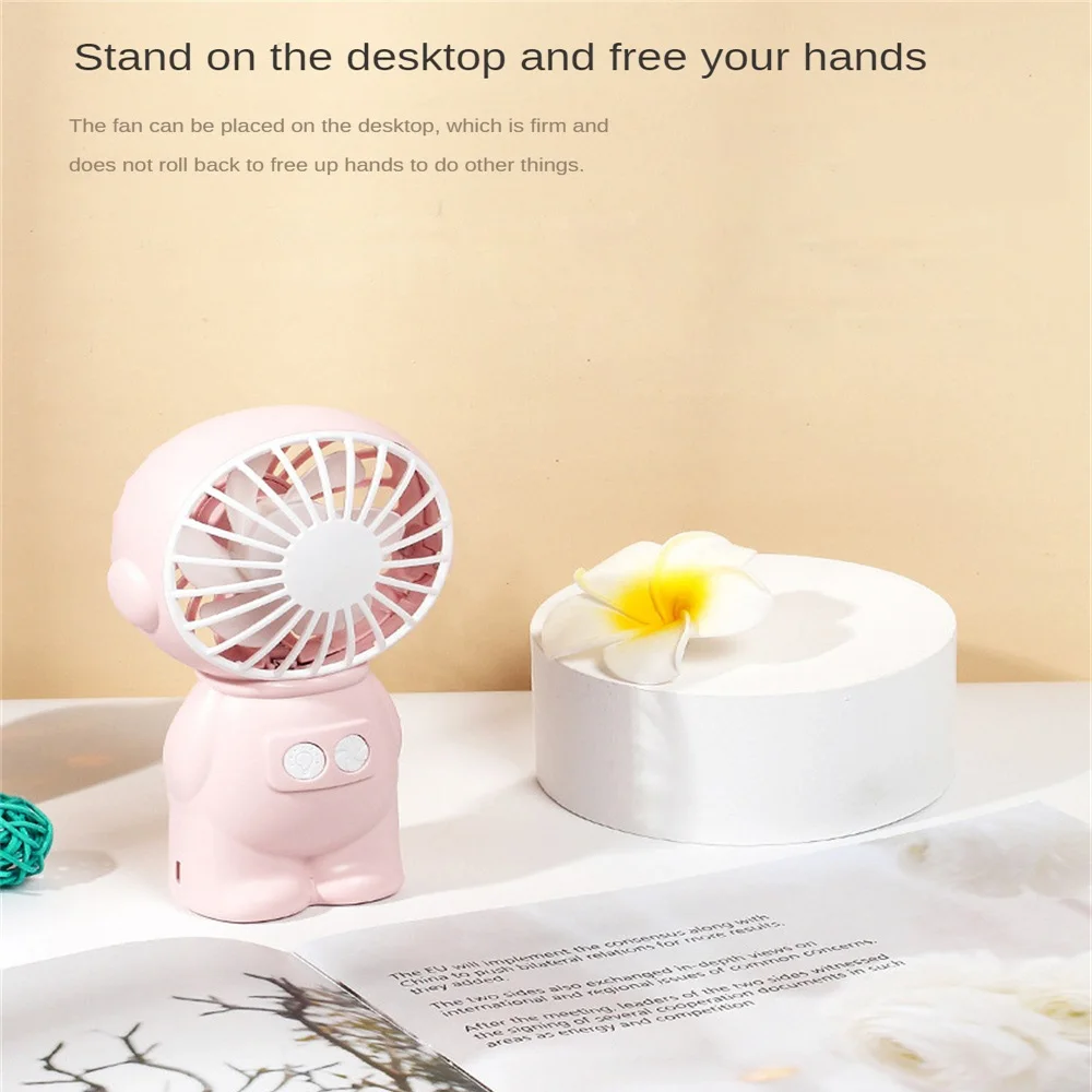 Hand Fan Silent Usb Rechargeable Convenient Colored Light Portable Fan Night Light Small Fan Polychromatic Durable Desktop Fan