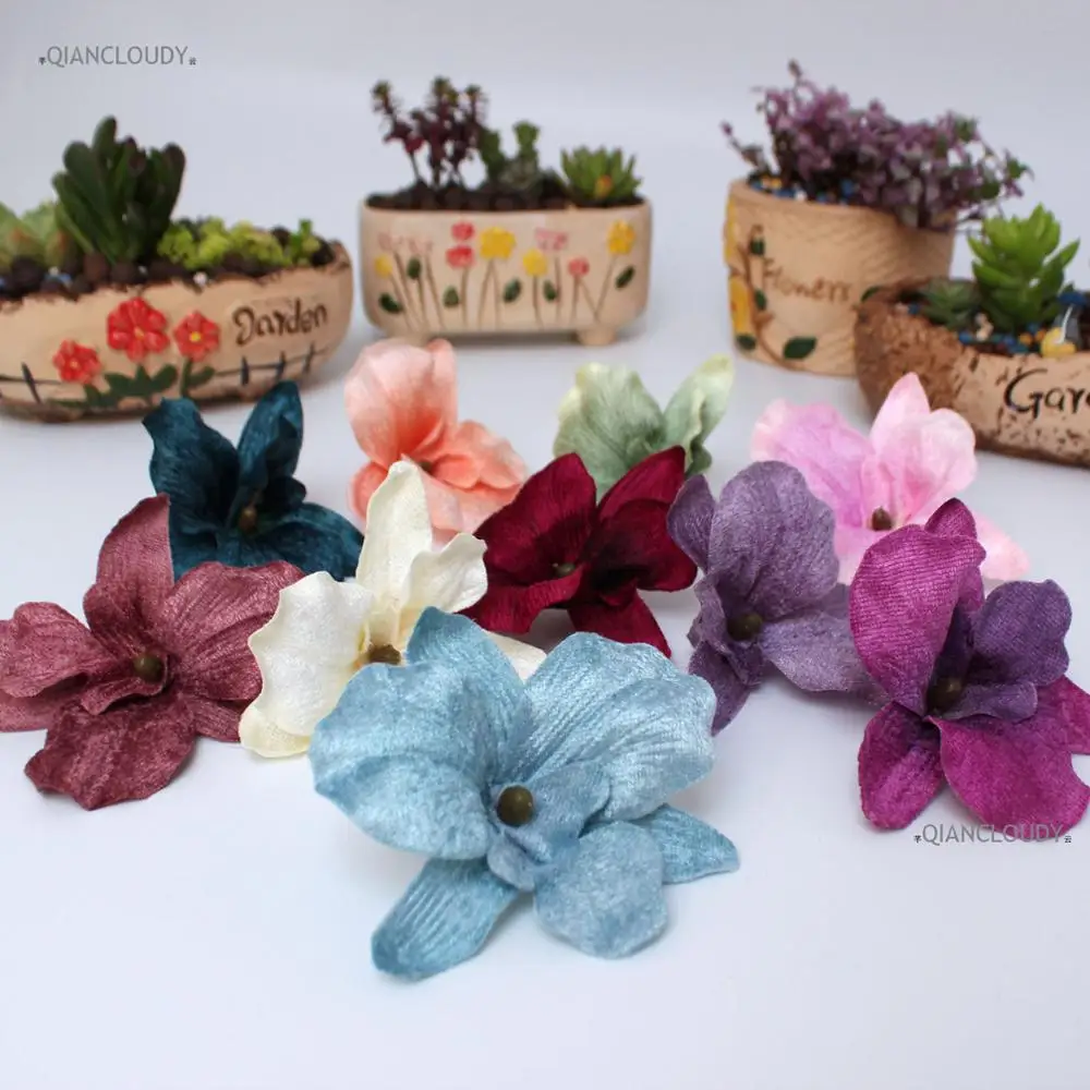 Qiancloudy 12 Pieces Wedding Velvet Orchid Artificial Silk Flower Heads Christmas Bright Flowers Magnolia A32 High Quality