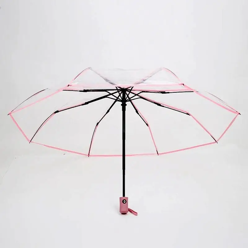 Automatischer Klarer Bubble-Regenschirm im Koreanischen Stil, Transparenter Reise-Kuppelschirm für Frauen und Mädchen - Schutz bei Regen und Wind – Detail 8
