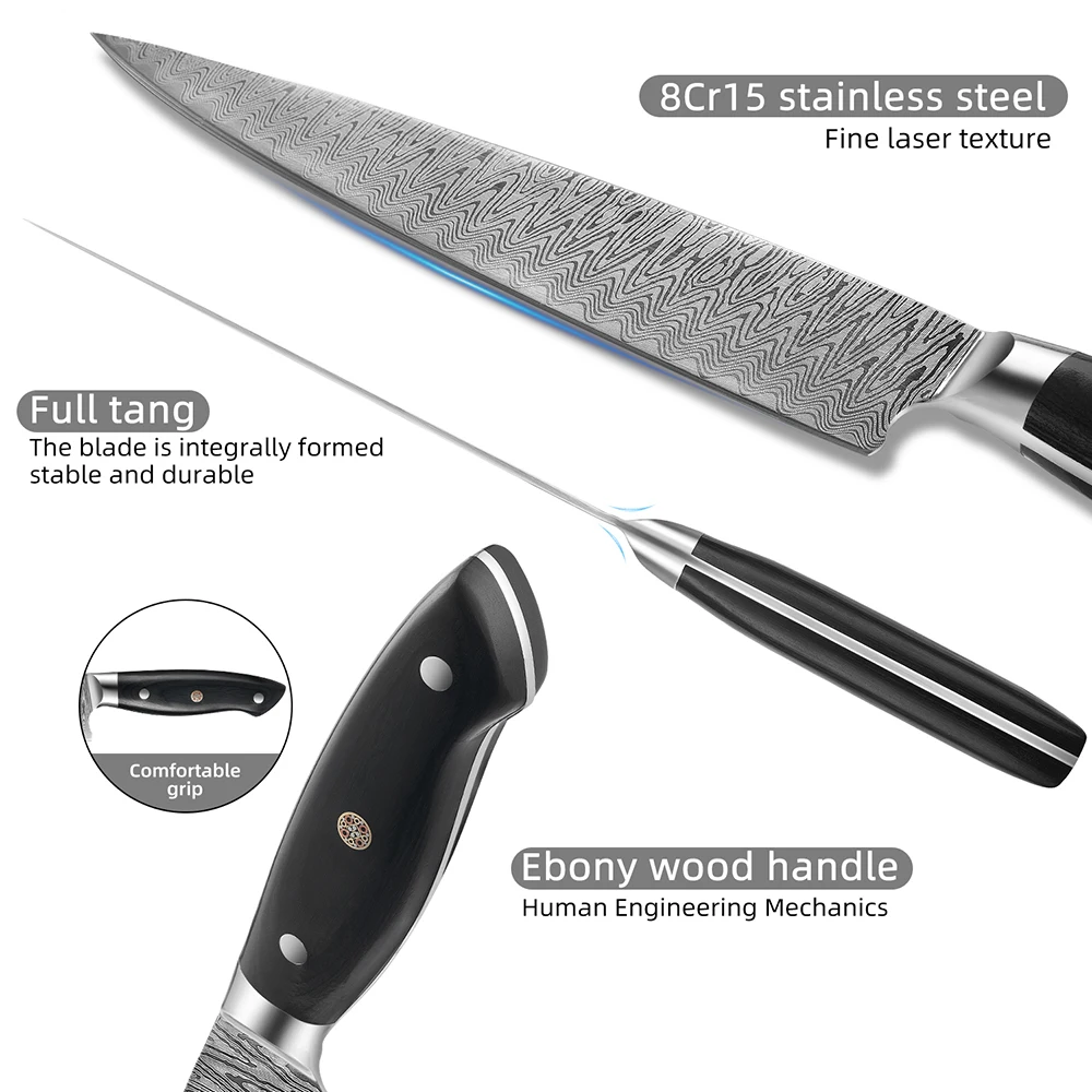 XITUO Super sharp Chef Knife 5CR15 Stainless Steels Laser patterned Kitchen Slicing Knives For cutting meat, vegetables fruits