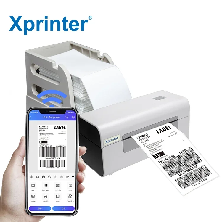 Xprinter XP-D465B Mini Thermal Shipping Label Maker Sticker Printer Bluetooth Shipping Label Printer