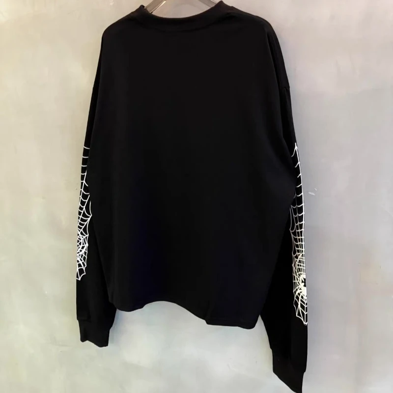 Spider Web Printing West Coast Choppers Black Sweatshirts Men Women Pure Cotton Casual Oversized Long Sleeve T-Shirts