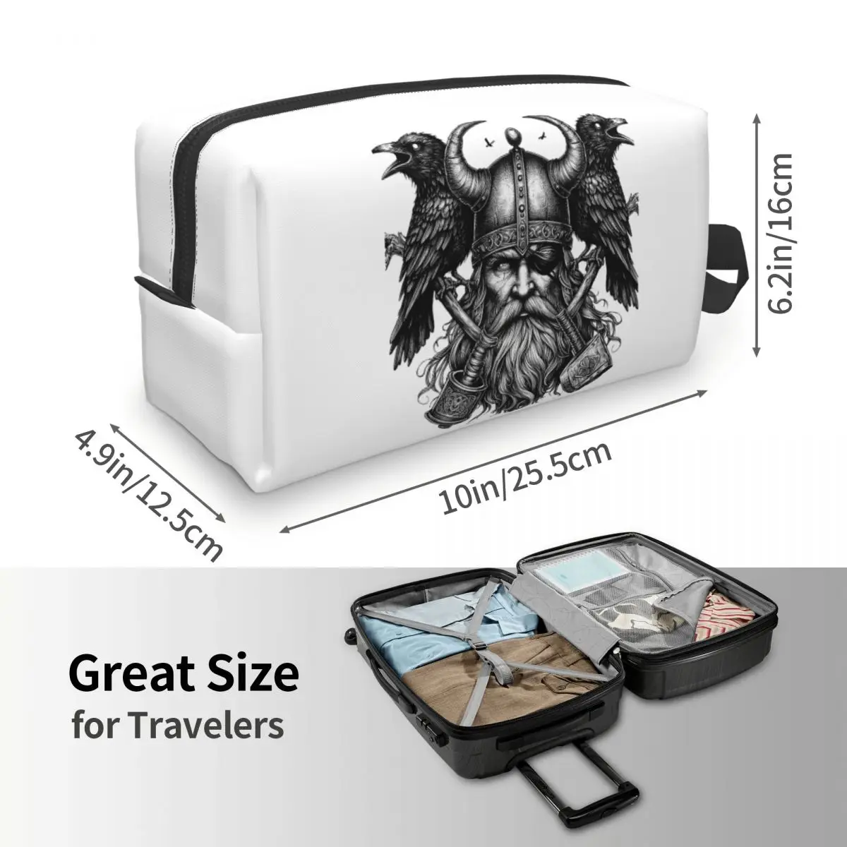 Odin Vikings Viking Legend Norse Mythology Rune Makeup Bag Cosmetic Storage Dopp Kit Toiletry Cosmetic Bag for Women Beauty