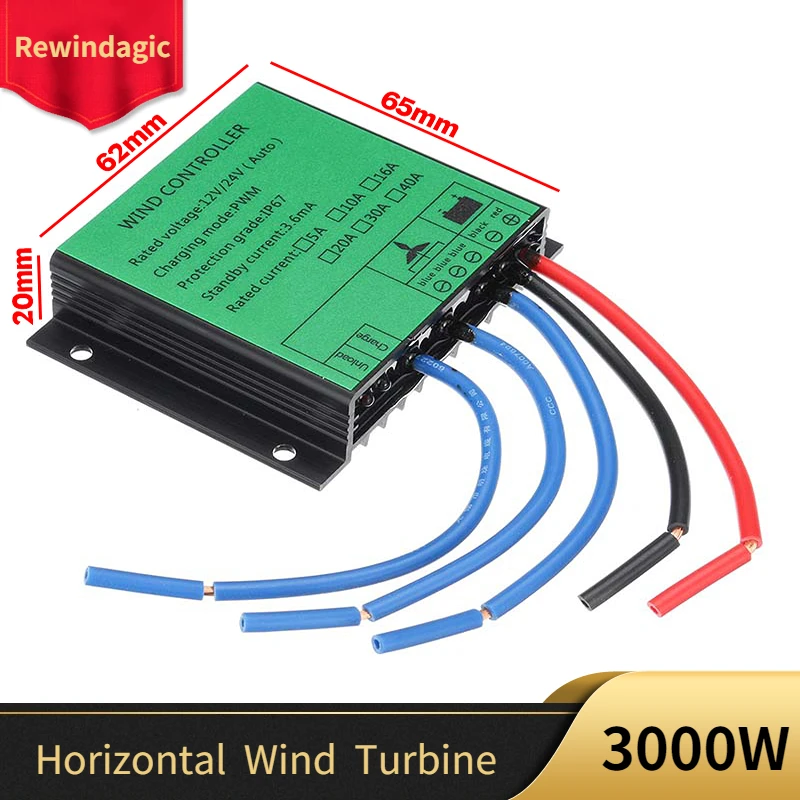 3000W Free Energy PWM Wind Charge Controller 12v/24v AUTO For Wind Turbine Generator Water Proof High Heat Dissipation Design