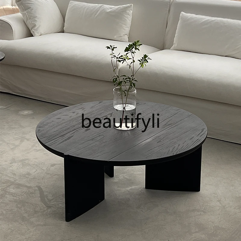 

Coffee table Nordic round living room small apartment retro size high and low quiet wind