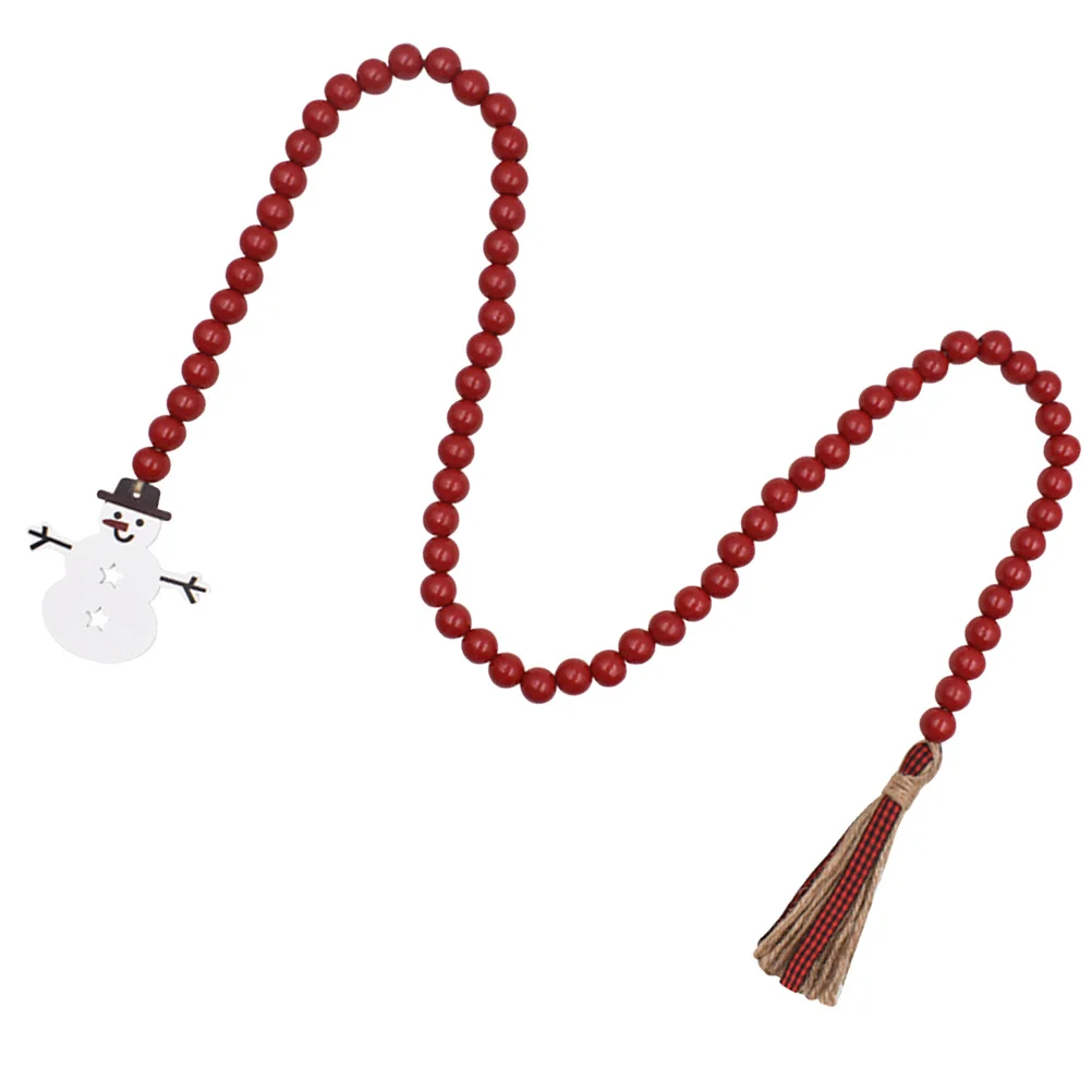 

Christmas Wood Bead Garland Farmhouse Wall Hanging Decor For Tiered Tray Rustic Home Wooden Beads String Pendant