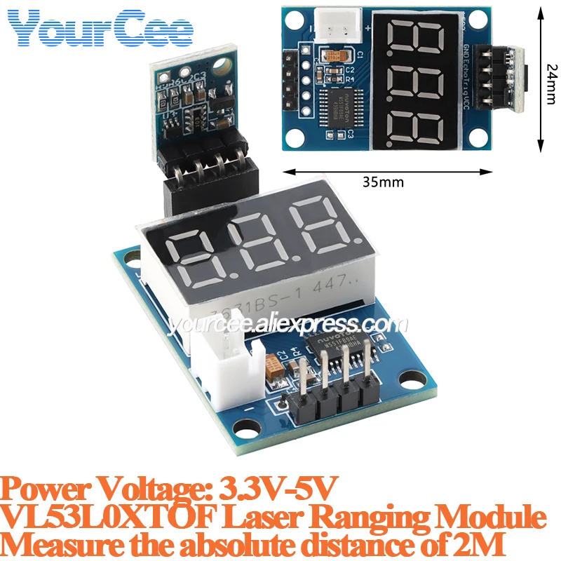 2pcs/1pc Serial port VL53L0X TOF Laser Ranging Range Sensor Module ToF ranging time of flight Measure absolute distance of 2M
