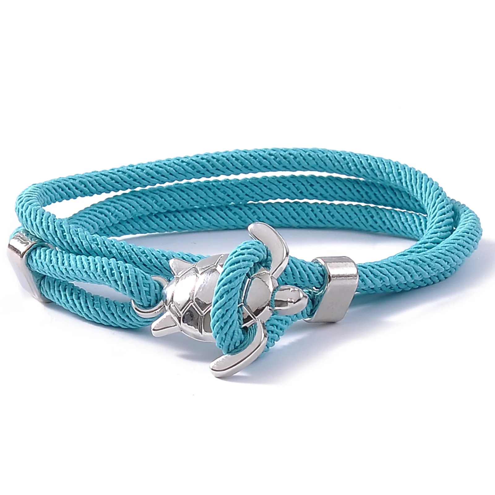 Meetvii Fashion Silver Color Sea Turtle Bracelets Milan Line Hand Woven Rope Bracelets for Women Men Wristband Couple Jewelry