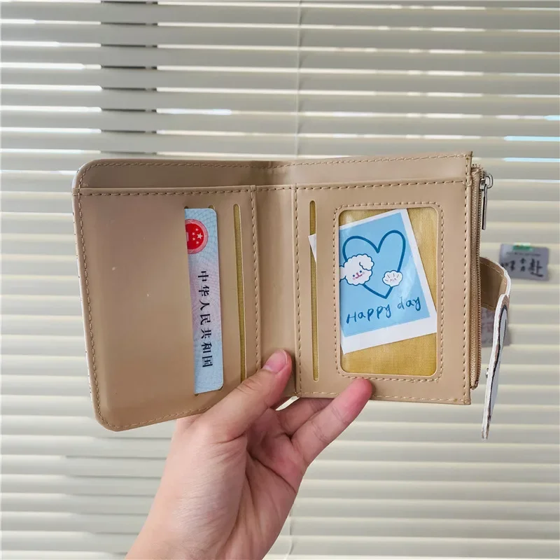 Snoopy Wallet Anime Cute PU Loose Change Bank Card Storage Bag Short Zipper Coin Handbag Long Style Two Fold Purse Students Girl