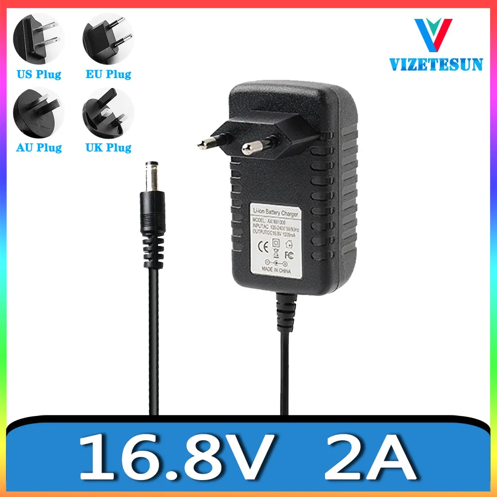 

16.8V 2A 18650 Lithium Battery Charger 16.8V 2000MA Universal Voltage Regulator Charging Cable DC 5.5*2.1MM