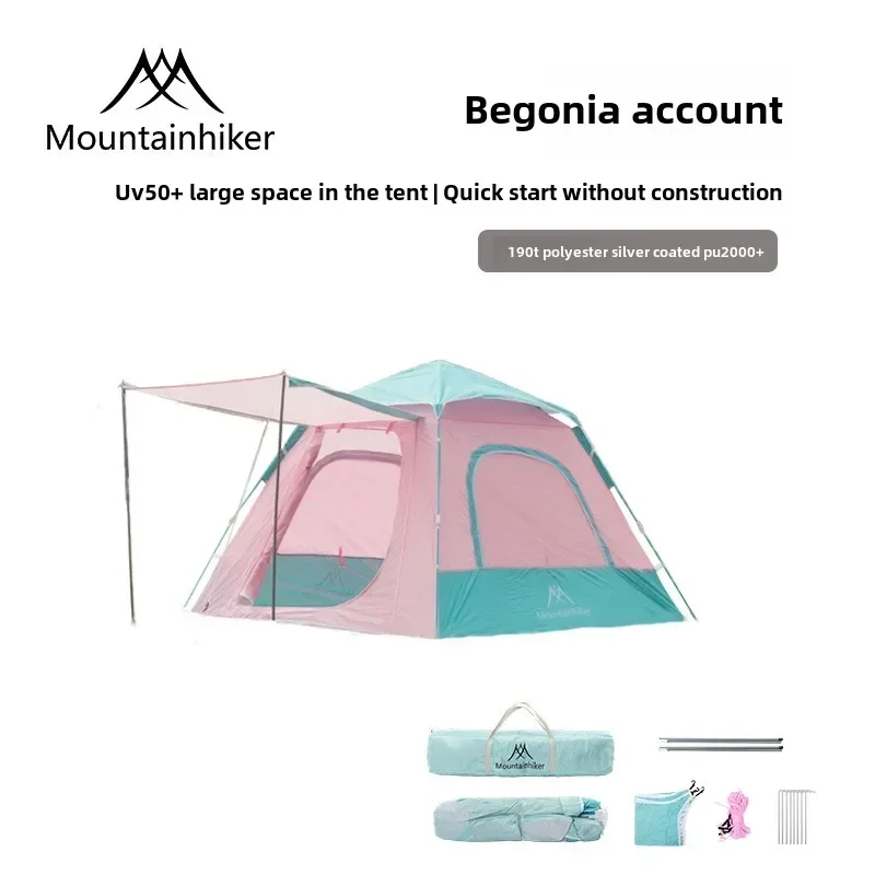 MOUNTAINHIKER Outdoor Camping Tent Automatic Quick-open Beach Tent Park Picnic Waterproof Sunscreen Coating Silver Begonia Tent