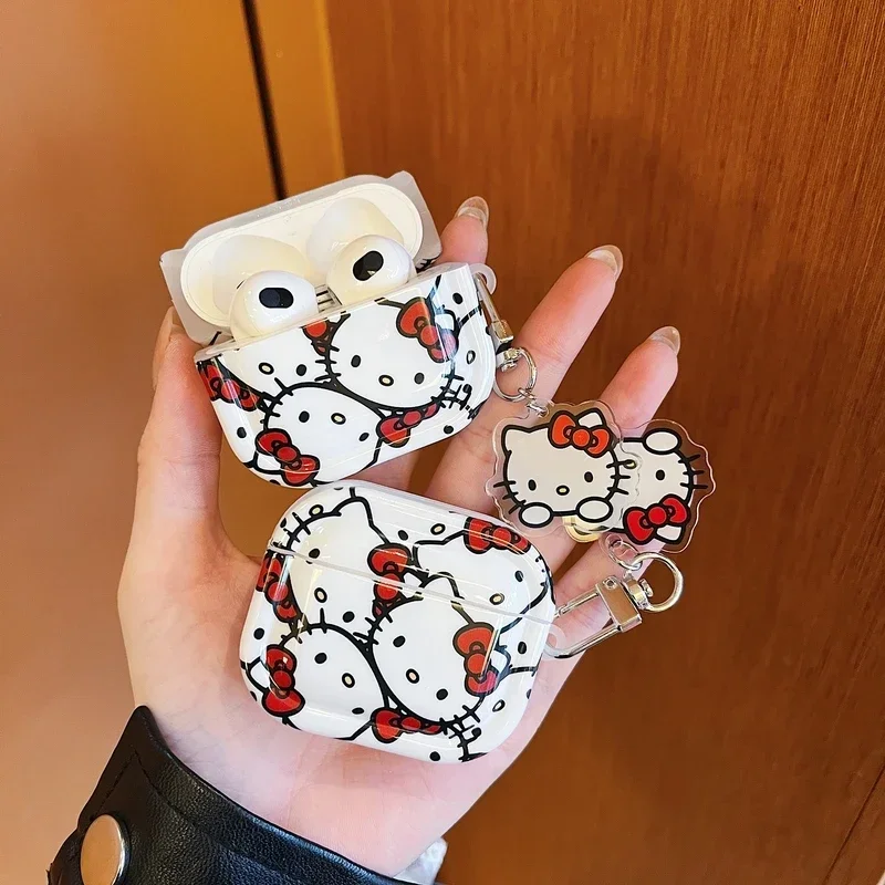 

Милый чехол для наушников Sanrio Hello Kitty для Airpods 1, 2, 3, 4 Pro 2, беспроводная Bluetooth-гарнитура, защитный мягкий чехол с подвеской