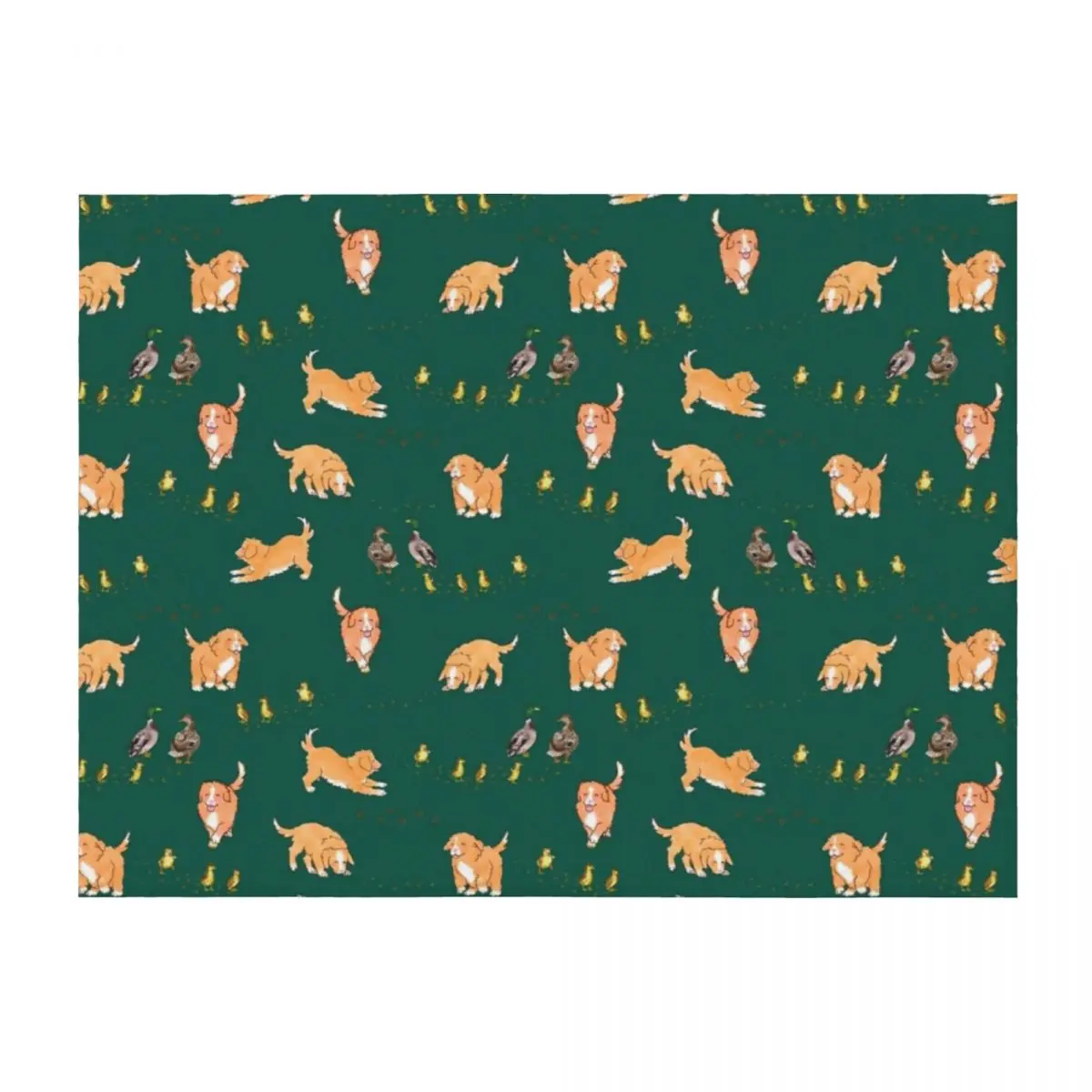 

Toller Puppies and Ducklings - Forest Green Throw Blanket Sofas Nap Beautifuls Stuffeds Blankets