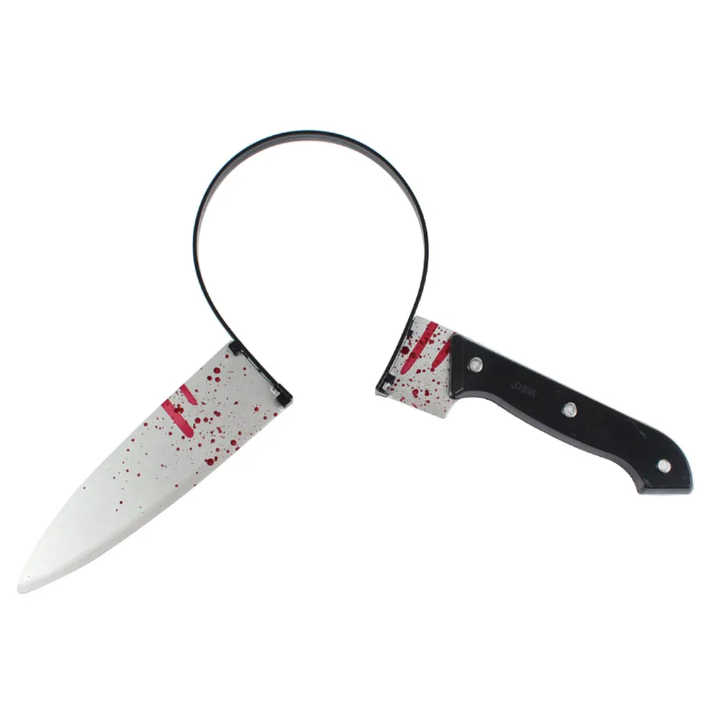 

2Pcs Halloween Through Head Hairband Bloody Scary Props Axe Bayonet Horror Costume Accessories Light Comfortable Party Headpiece