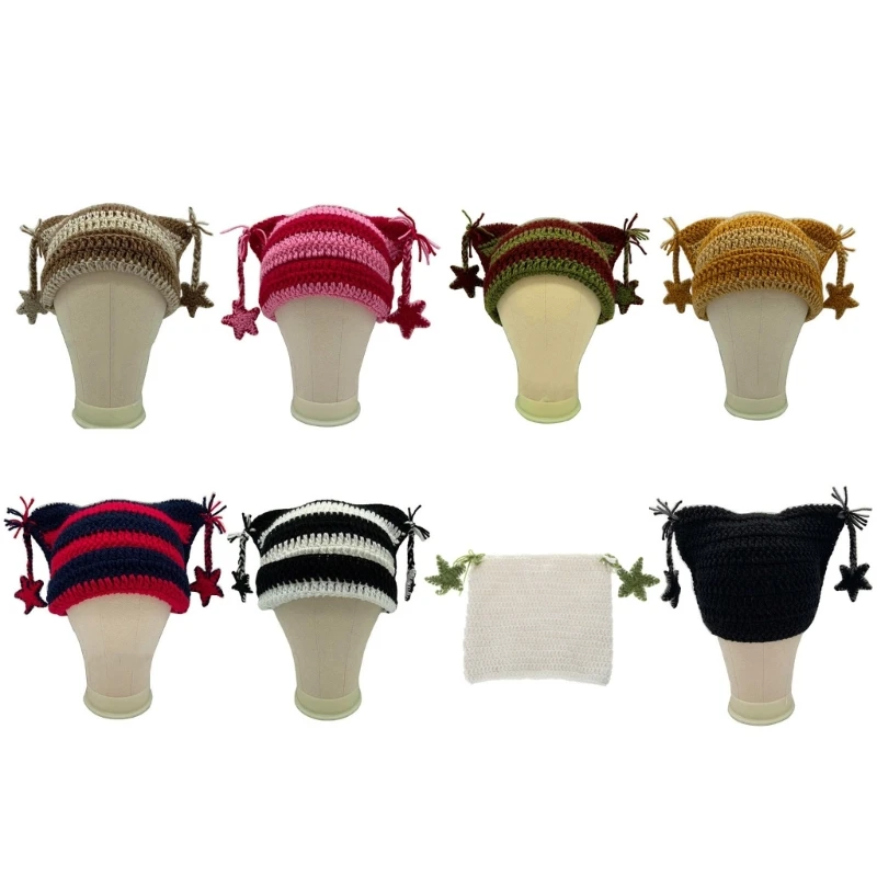 

Модная шапка-бини для женщин, милая вязаная шапка с лисьими ушками для девочек, зимний головной убор, Прямая поставка