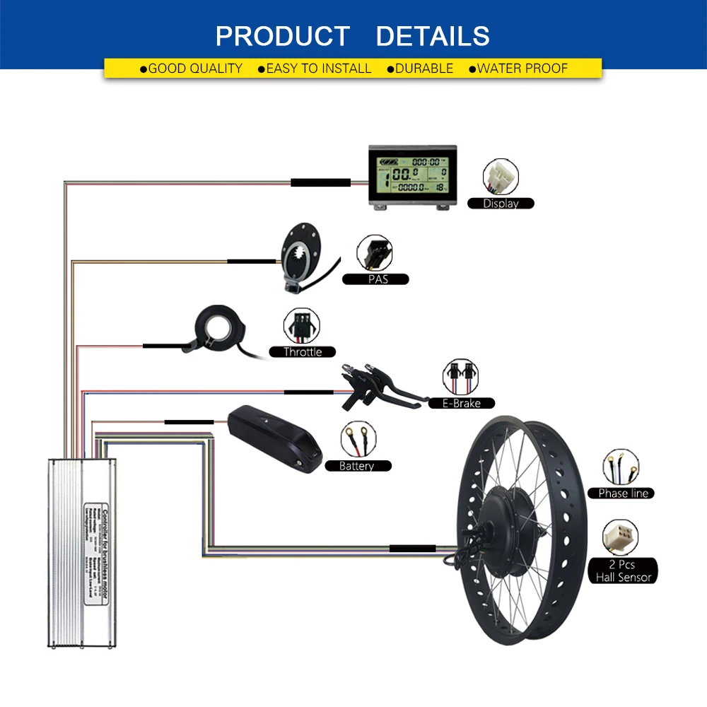 KT Ebike Controller 72V 3000W 50A 18 Mosfet Brushless Electric Bike Controller For Electric Bicycle Motor Conversion Kit Parts