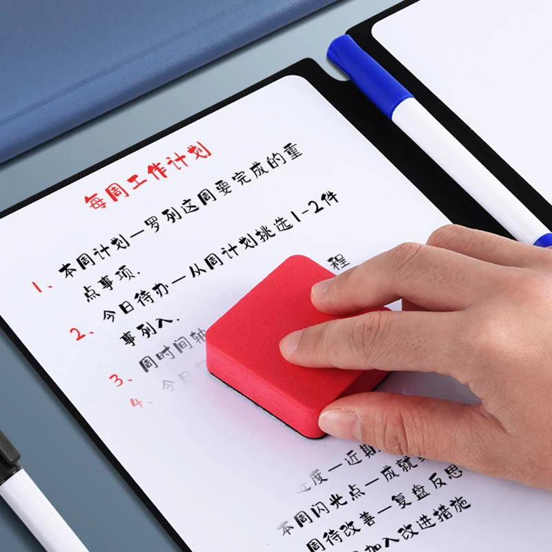 A5 Reusable Whiteboard Notebook Set with Whiteboard Pen Erasing Cloth Leather Memo Pad Weekly Planner Portable Stylish Office