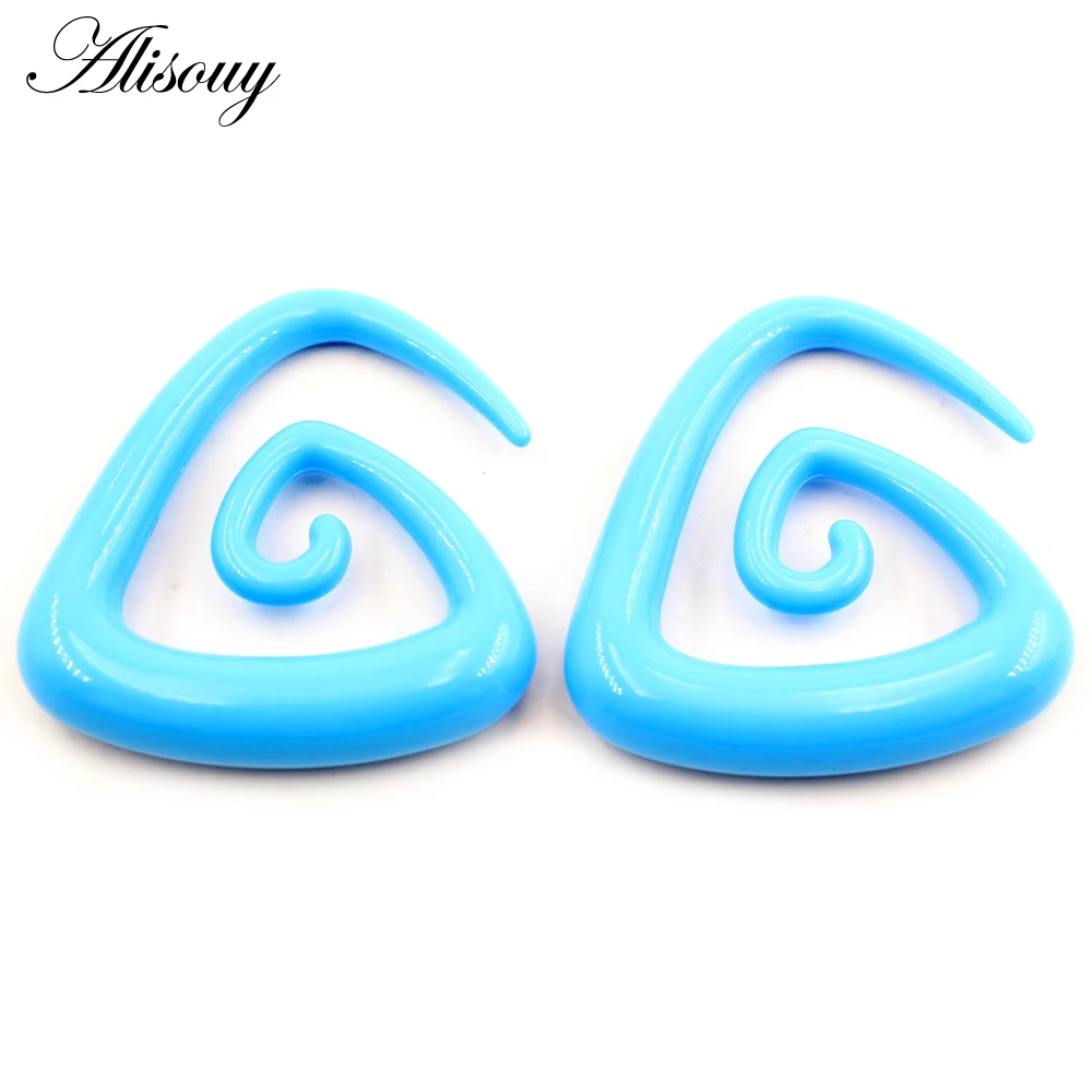 Alisouy 2pcs 1.6-10mm Irregul Triangle Acrylic Spiral Ear Tunnels Plugs Expander Stretcher Earrings Gauges Body Piercing Jewelry