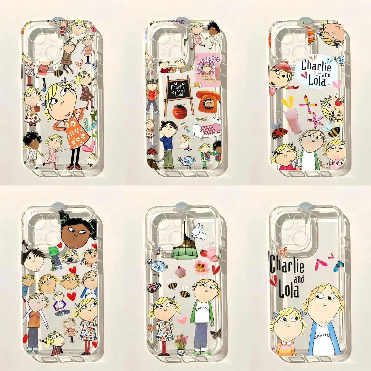 Capa Transparente Charlie e Lola para iPhone 17 16 16e 15 14 13 12 11 Mini Pro Max X XR XS Max 7 8 Air Plus
