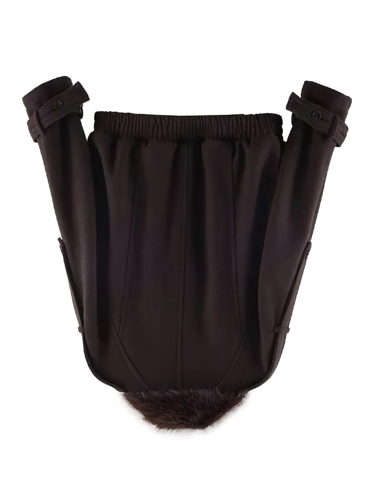 

HH Female Spring New Fashion Jackets Solid Long Sleeves Pocket Double Breasted Woman's High Street Fur Turn-Down Collar Coats