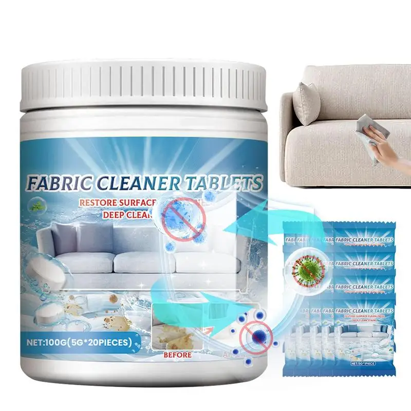 Multi-Surface Cleaner Stain Remover Effervescent Cleaning Tablet Deep Cleaning For Fabrics Sofas Curtains & Leather Materials