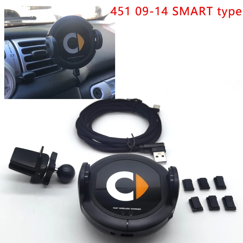 Voor Mercedes Benz Smart Auto 453 451 Model Auto Draadloos Opladen Telefoon Houder Snelle 10 W Qi Charger Auto accessoires