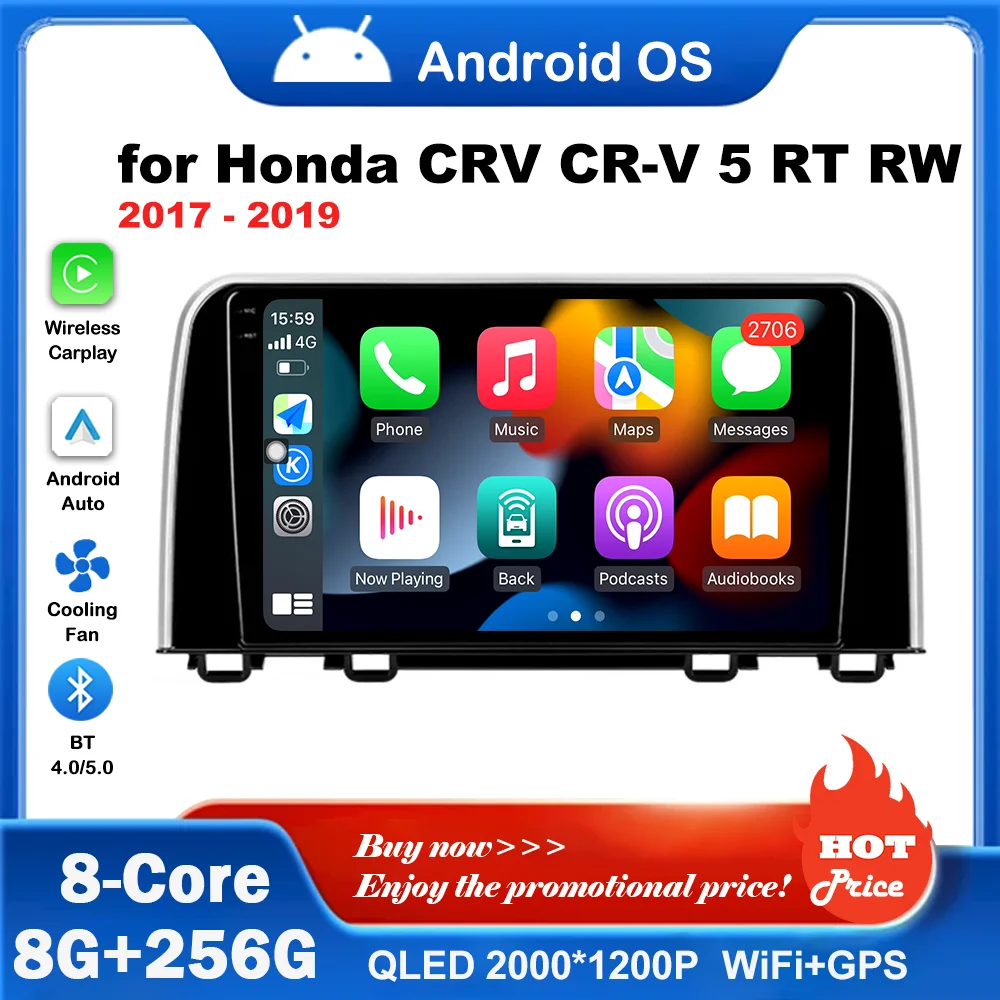 

Car Video Multimedia Player GPS Navigation 9 inch 4G for Honda CR-V CRV 2 2001 - 2006 Android System QLED Screen DSP Stereo WiFi