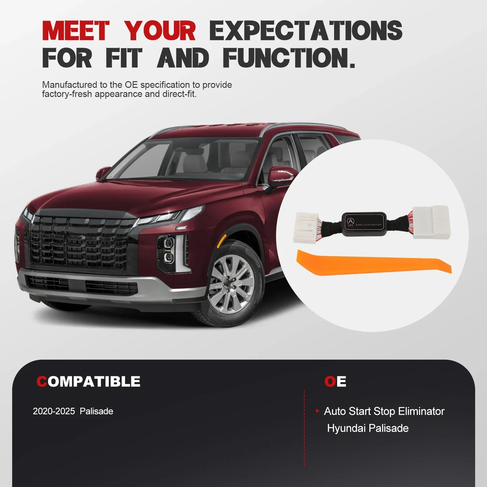 

Элиминатор автоматического запуска и остановки — простой в установке элиминатор автоступа, изготовленный для Hyundai Palisade 2020-2025 гг.