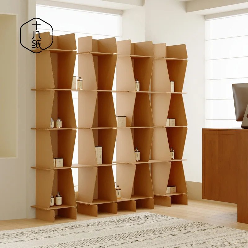 Eighteen-Piece Corrugated Cardboard Shelving Unit, Sample Display Cabinet, Office Product Display Cabinet, Living Room Display C