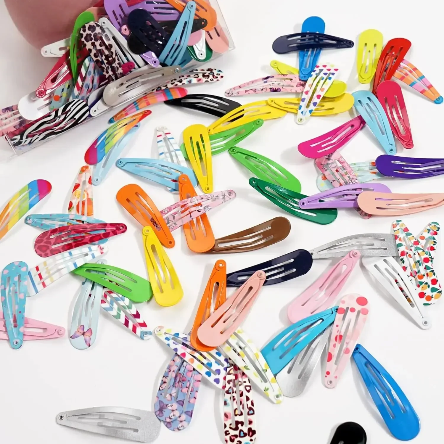 50Pcs Snap Hair Clips Candy Color Glossy 2 Inches No Slip Metal Hair Pins Clips Barrettes Accessories for Baby Girls Toddlers view 3