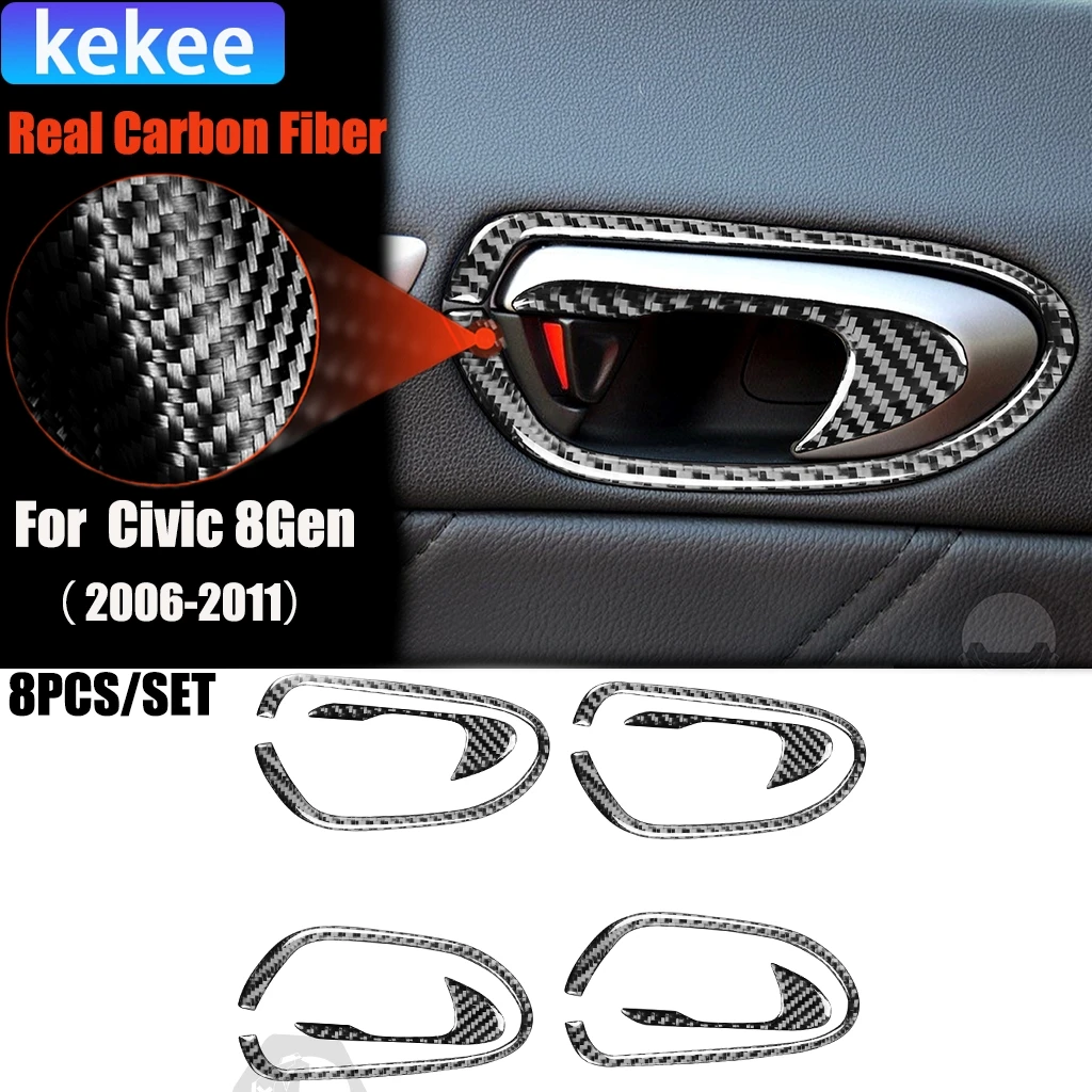

Автомобильные аксессуары из углеродного волокна, панель дверной ручки, модифицированная внутренняя накладка, наклейка для Honda Civic 8-го поколения 2006 2007 2008-2011