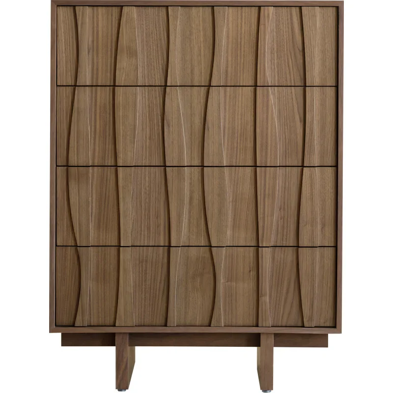 simple black walnut solid wood four-chest cabinet master bedroom drawer