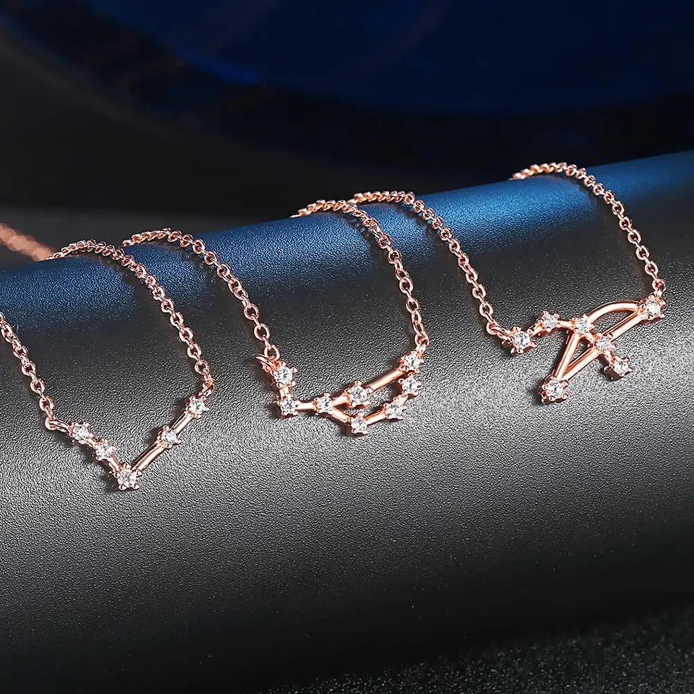 12 علامات زودياك كوكبة قلادة للنساء هدية عيد ميلاد المختنق سلسلة على الرقبة اكسسوارات خاتم هدايا مجوهرات أنيقة N623