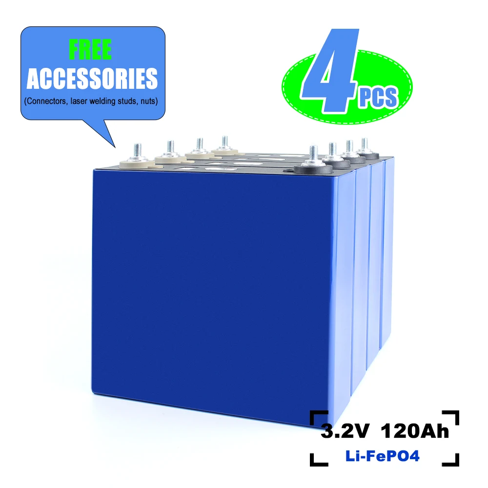 

HIGEE 3,2 В 120 Ач 4 шт. перезаряжаемая батарея Lifepo4 для DIY 12 В 24 В 48 В 120 Ач аккумуляторная батарея система хранения солнечной энергии