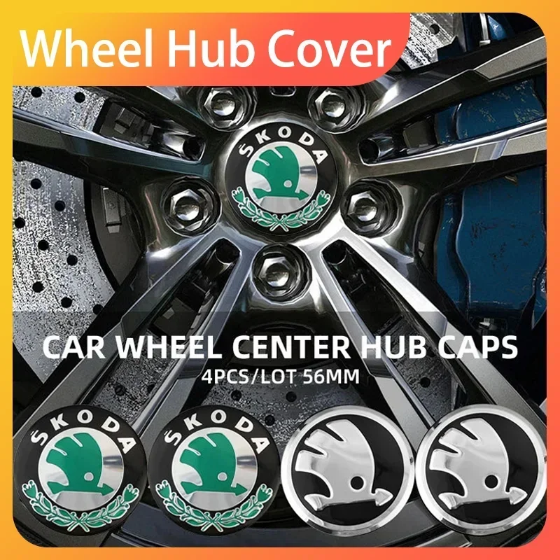

4pcs 60mm Car Wheel Center Hub Cap Rim Cover Emblem Stickers For Skoda Octavia Fabia Kamiq Kapoq Kodiaq Rapid Superb Accessories