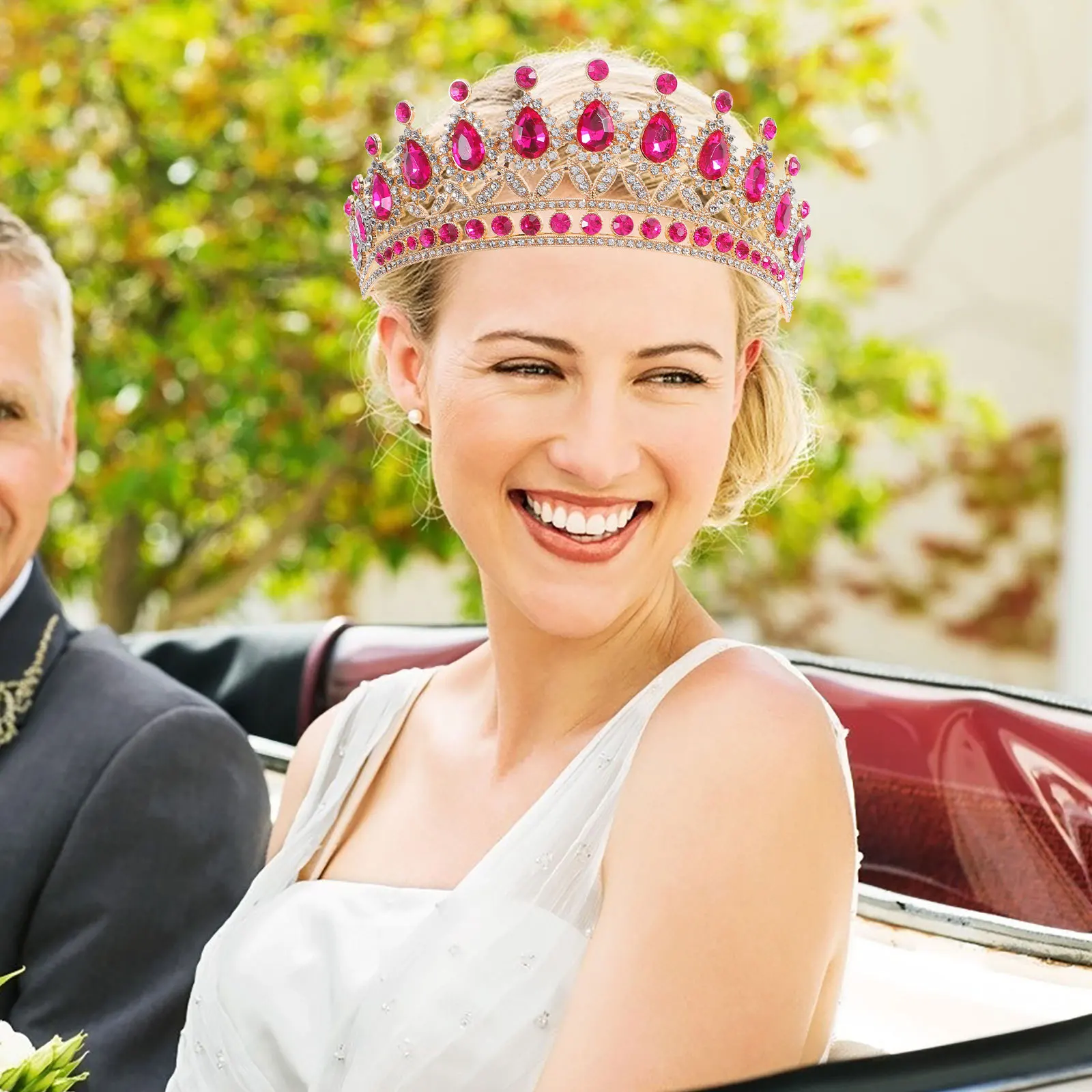 신부 티아라 왕관 라인스톤 헤드피스 가벼운 반짝이는 웨딩 헤어 액세서리 신부 여성 소녀 파티 프롬용