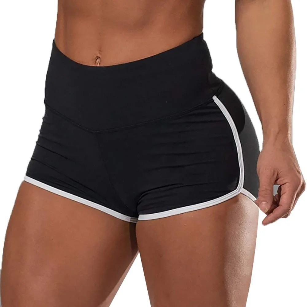 Shorts esportivos de cintura alta para mulheres, apertados, seda láctea, sexy, monocromático, grande, novo, verão, 2024