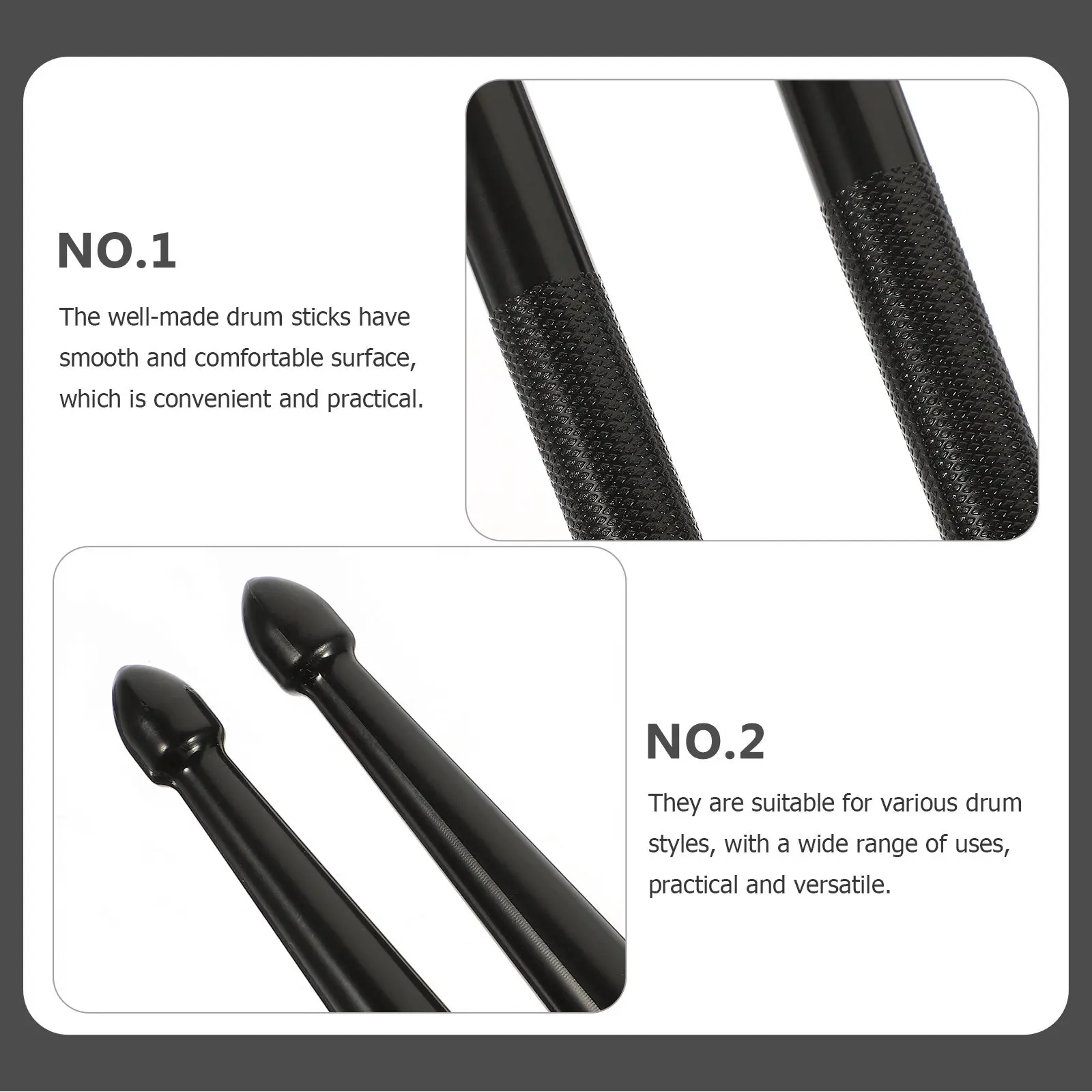 1Pair High-Density Nylon Drumsticks Double-End Percussion Sticks Precision Balanced Lightweight for Drum Lessons Studio