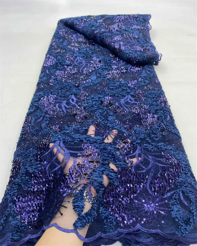 Tela de encaje de red francés de alta calidad con tul de lentejuelas de lujo para vestidos de fiesta de boda costura de estilo nigeriano última moda