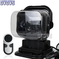 OVOVS 60W 7 Inch 360 Degree Wireless Remote Control Led Spotlight Marine Search Light 12/24v For Truck Off-Road 4x4 Boat