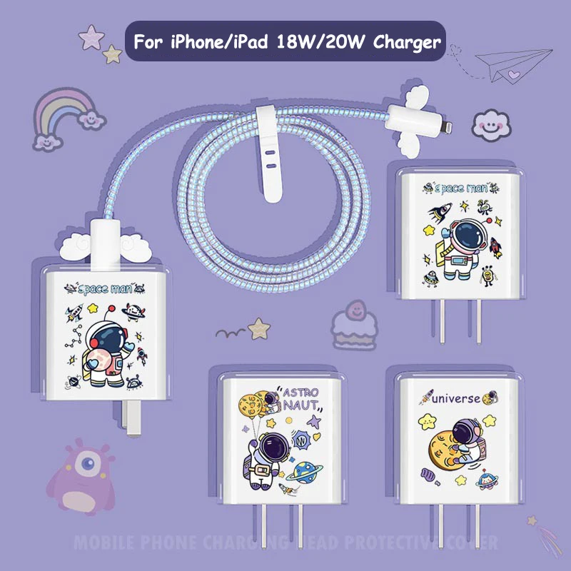 Astronaut Charger Protector Cable Organiser for iPhone Adapter 18W 20W Management Kits Para Celular Cargador Type C Cable Winder