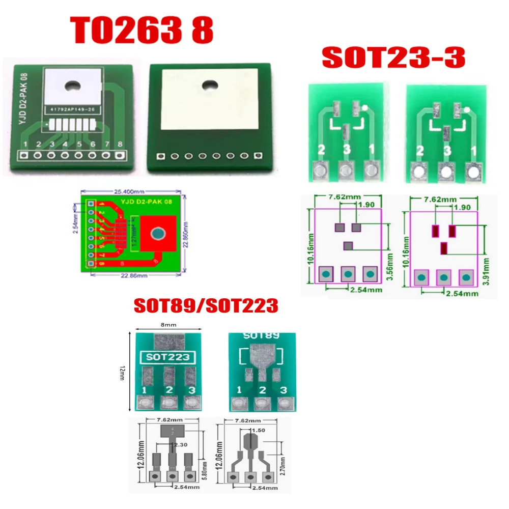 

10pcs TO263-8 Adapter Board TO-263-8 TO252 SOT23-3 Adapter Plate Using Chemical Immersion Gold Process Hight Quality