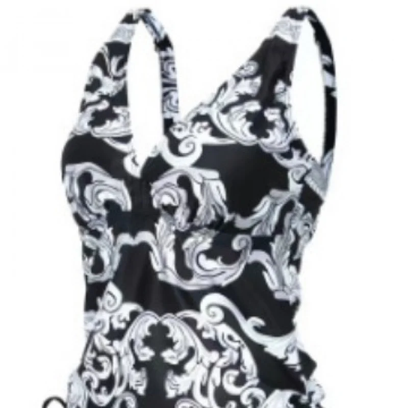 Zweiteiliger Badeanzug für Damen mit Aufdruck, Tankini mit Boyshorts, Träger-Badebekleidung